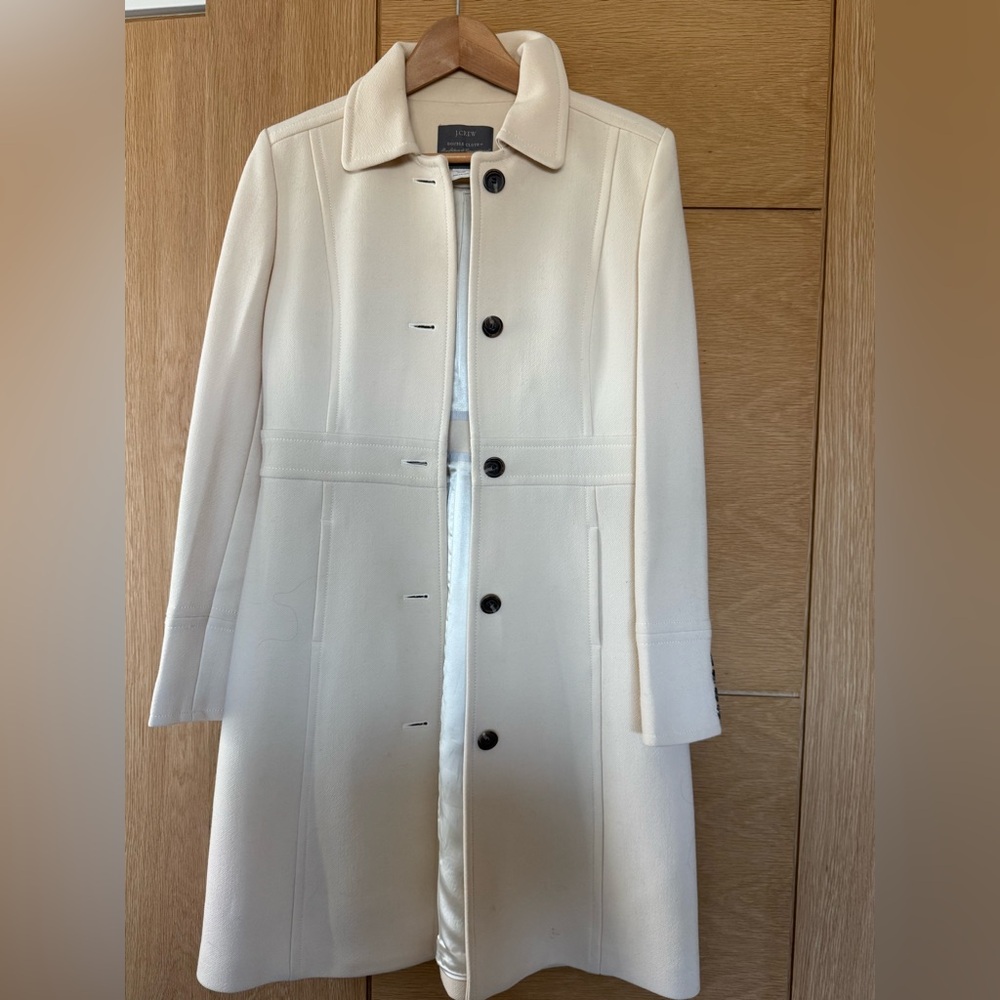 Jcrew Cream Trench Coat with Black Buttons Size 6